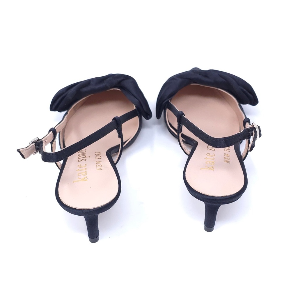 Kate Spade Marseille Satin Bow Slingback Dress Pumps Size 6B Black - Picture 5 of 11